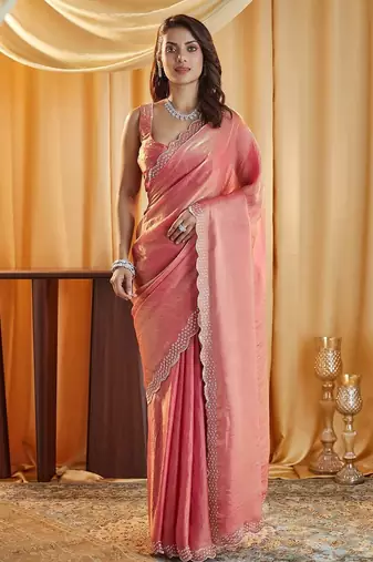 beads and stones saree with blouse 