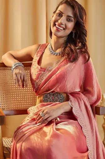 beads and stones saree with blouse 