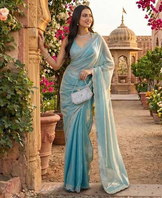 beads and stones saree with blouse  2