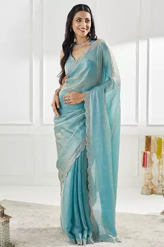 beads and stones saree with blouse 