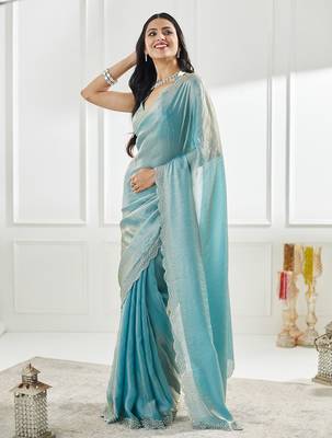 beads and stones saree with blouse  4