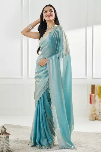 beads and stones saree with blouse 