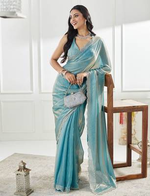 beads and stones saree with blouse  6