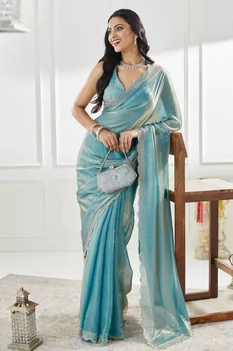 beads and stones saree with blouse 