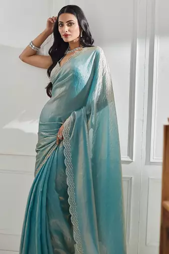 beads and stones saree with blouse 