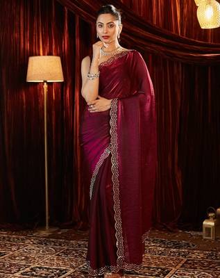 beads and stones saree with blouse  3