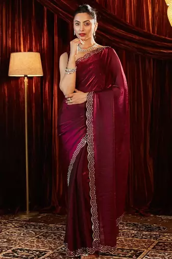 beads and stones saree with blouse 