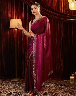 beads and stones saree with blouse  4