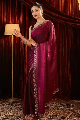 beads and stones saree with blouse 
