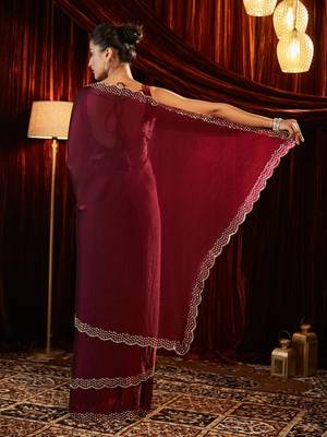 beads and stones saree with blouse  5