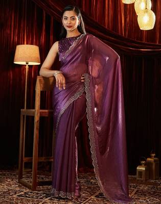 embellished sequinned saree with blouse  2