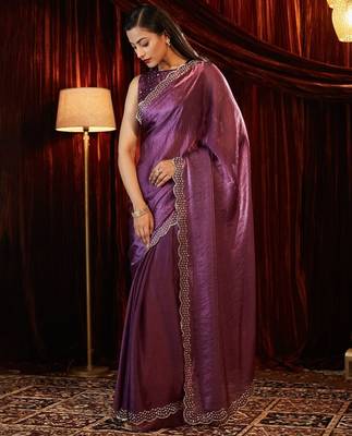 embellished sequinned saree with blouse  3