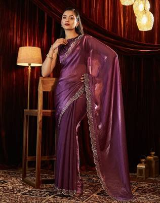 embellished sequinned saree with blouse  5