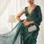 checked beads and stones art silk heavy work saree with blouse 