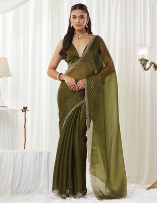 woven design embroidered art silk designer saree with blouse  2