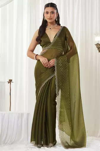woven design embroidered art silk designer saree with blouse 