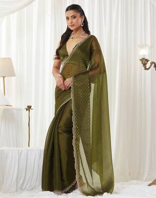 woven design embroidered art silk designer saree with blouse  3