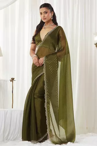 woven design embroidered art silk designer saree with blouse 
