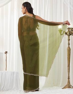 woven design embroidered art silk designer saree with blouse  4