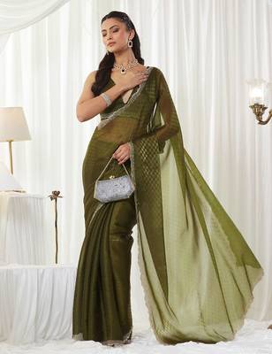 woven design embroidered art silk designer saree with blouse  5