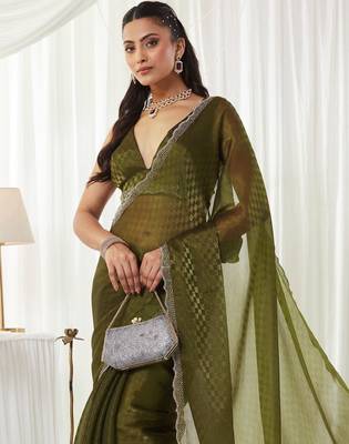 woven design embroidered art silk designer saree with blouse  6