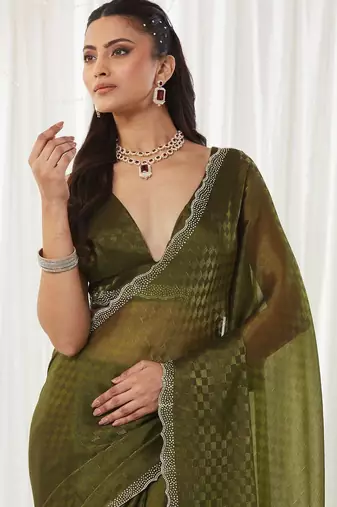 woven design embroidered art silk designer saree with blouse 