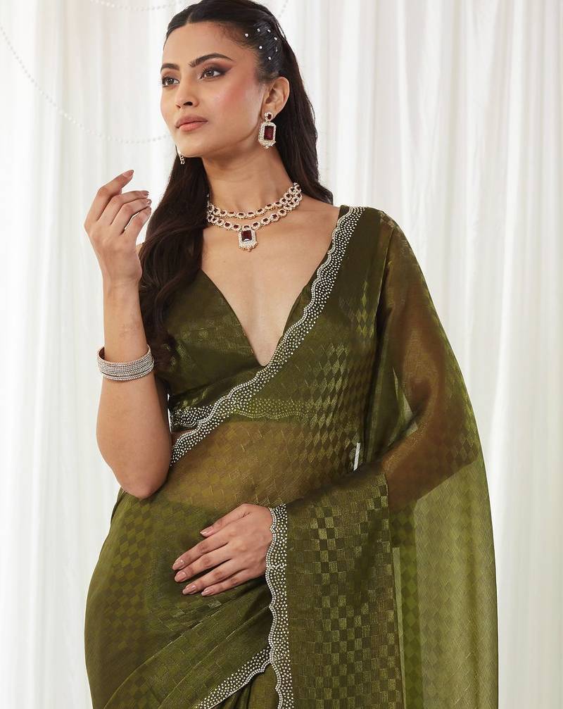 woven design embroidered art silk designer saree with blouse 