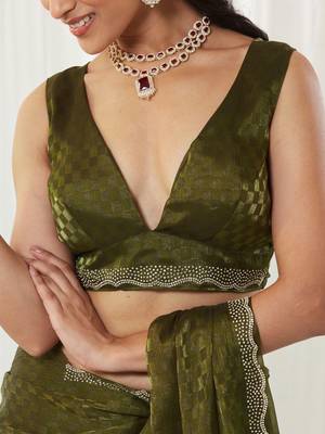 woven design embroidered art silk designer saree with blouse  7