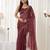 checked beads and stones art silk heavy work saree with blouse 