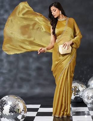 woven design embroidered art silk designer saree with blouse  2