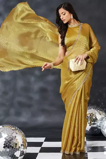 woven design embroidered art silk designer saree with blouse 