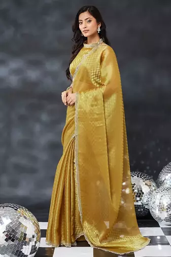 woven design embroidered art silk designer saree with blouse 