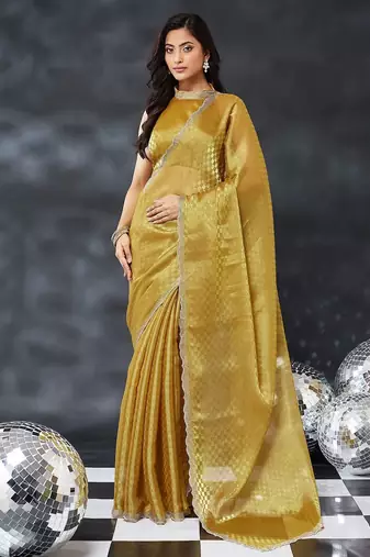 woven design embroidered art silk designer saree with blouse 