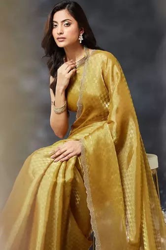 woven design embroidered art silk designer saree with blouse 