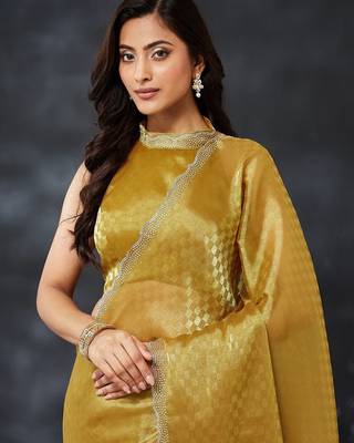 woven design embroidered art silk designer saree with blouse  1