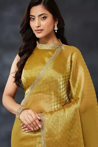woven design embroidered art silk designer saree with blouse 