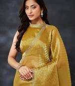 woven design embroidered art silk designer saree with blouse 