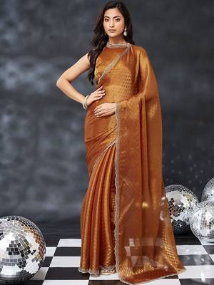 woven design beads and stones art silk designer saree with blouse  2