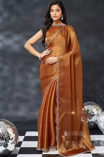 woven design beads and stones art silk designer saree with blouse 