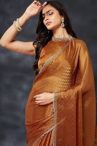 woven design beads and stones art silk designer saree with blouse 