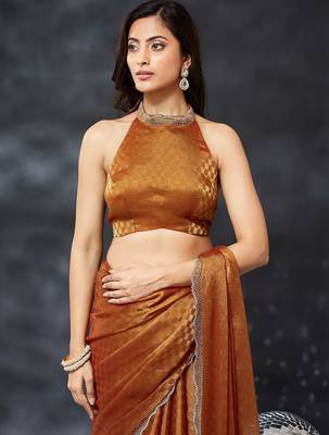 woven design beads and stones art silk designer saree with blouse  4