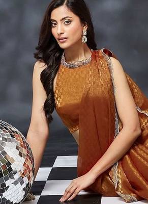 woven design beads and stones art silk designer saree with blouse  6