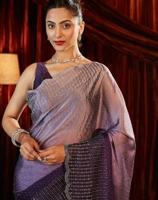 ombre embellished beads and stones saree with blouse  1