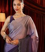 ombre embellished beads and stones saree with blouse 