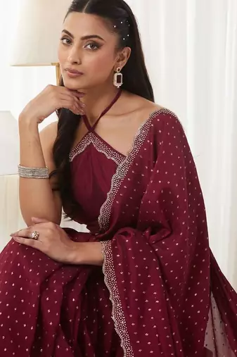 embellished beads and stones silk cotton heavy work fashion saree with blouse 