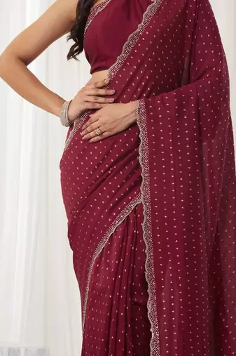 embellished beads and stones silk cotton heavy work fashion saree with blouse 