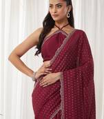 embellished beads and stones silk cotton heavy work fashion saree with blouse 