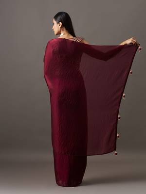 embroidered satin heavy work saree with blouse  4
