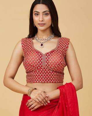 embroidered satin designer saree with blouse  6