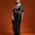 Black embellished embroidered satin designer saree with blouse 